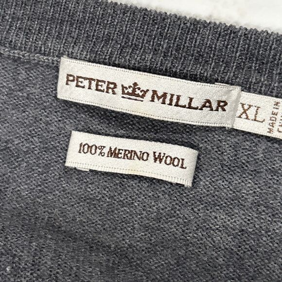 Peter Millar XL Mens Sweater Extra Fine Italian Merino Wool Gray Golf Base Layer - Picture 7 of 16